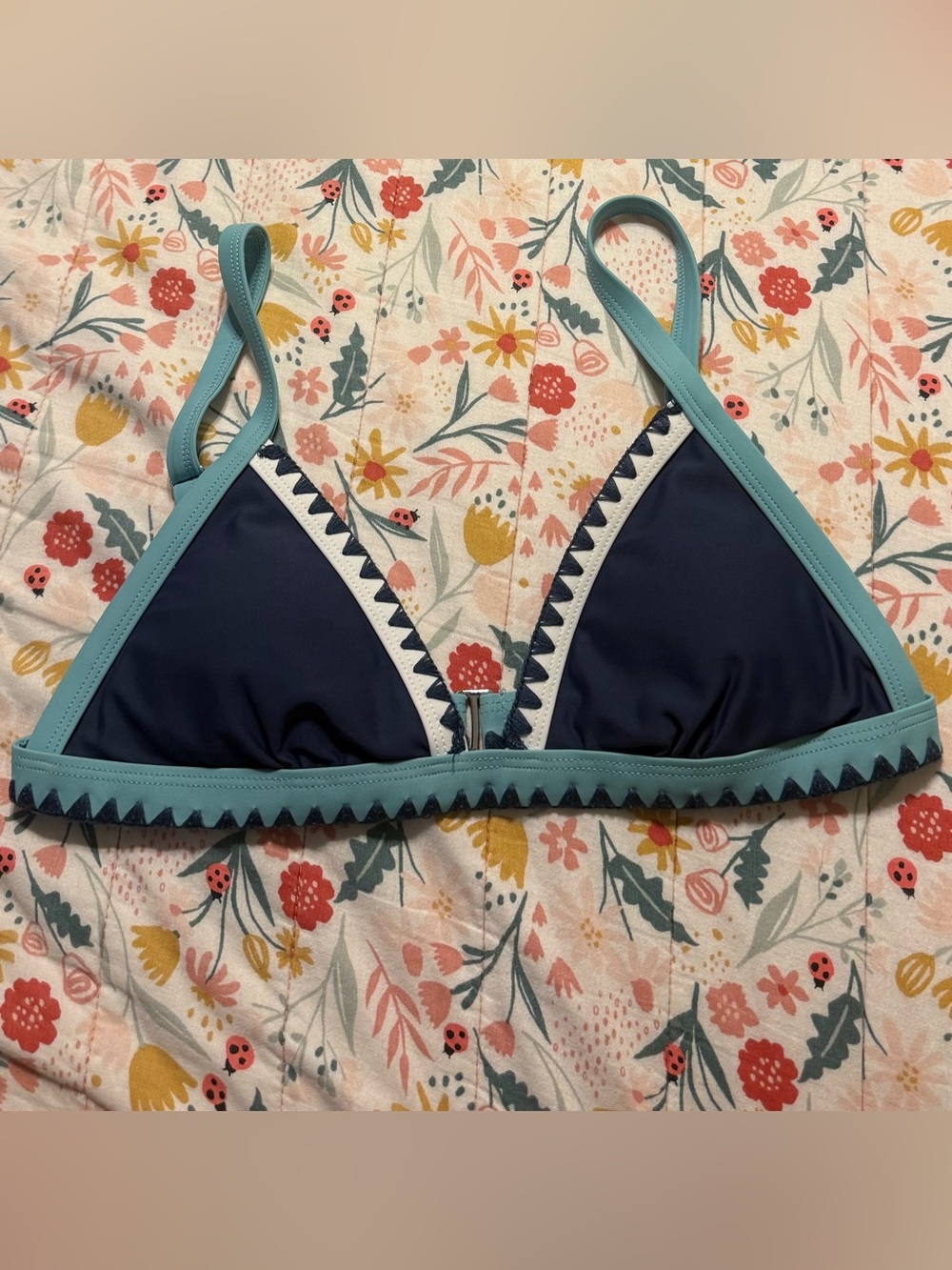 Tilly's Navy Bikini Top with Teal Trim